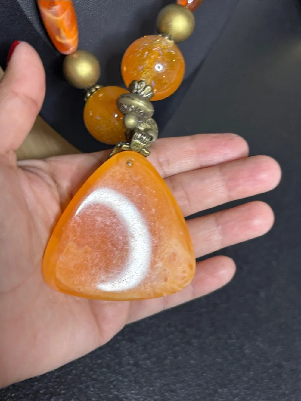 Vintage-Style Chunky Beaded Orange Statement Necklace